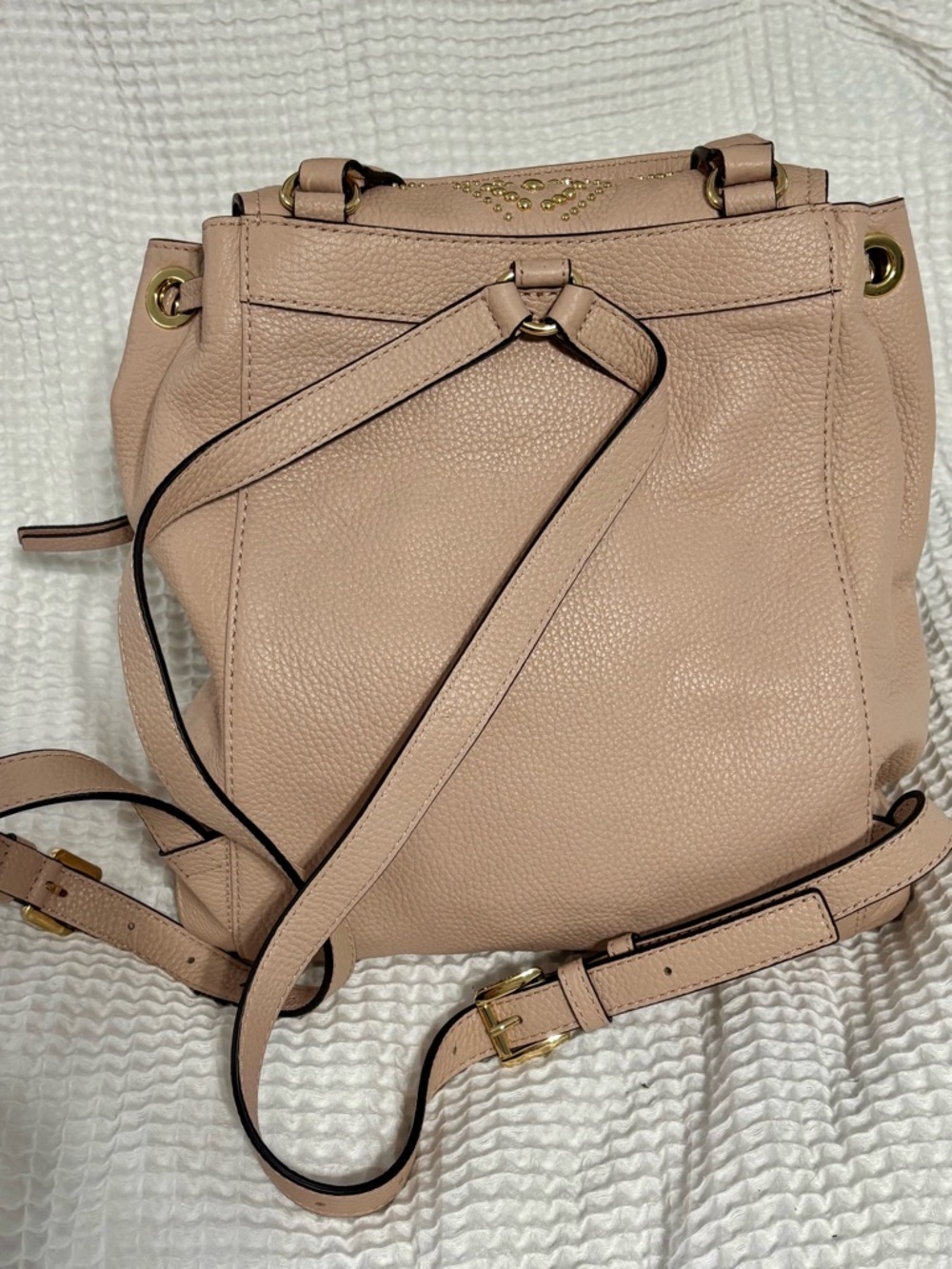 Michael Kors Riley Ballet pink Pebbled Leather Studded Backpack - Picture 4 of 6